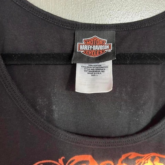 Harley-Davidson Women's Black Tank Top Bandana Paisley Bling Y2K Biker - Picture 5 of 5